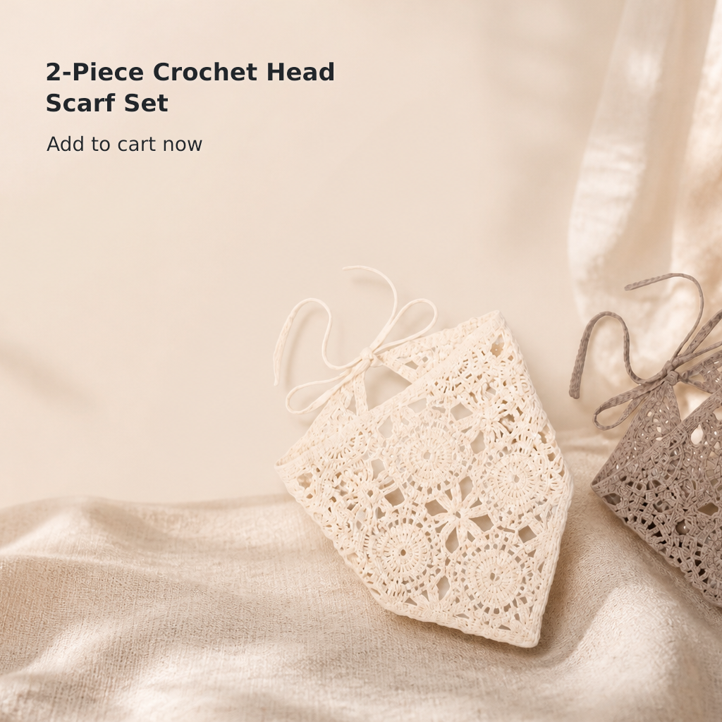 2-Pack Women’s Crochet Boho Head Scarves